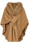 Women's warm cape 168x128x78cm fur collar front-open winter.