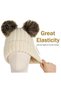 Two-piece women's winter pom-pom hat set, warm knitted outdoor ski (off-white + black) - 2