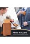 Men's ultra-slim RFID wallet brown pop-up card holder minimalist. - 3