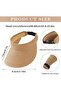 Women's wide-brim straw sun hat beige foldable UV adjustable. - 2