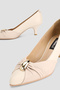 WOMEN'S BEIGE GENUINE LEATHER SHORT HEELED STILETTO SHOES, NUMBER 35-41 - 3