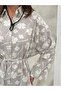 Floral Jacquard Buttoned Belted Shirt Dress 9116 - Plum - 4