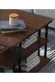 Walnut Finish 3-Layer Coffee Table with Open Storage Modern Side Coffee Table - 4