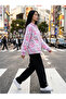 Women's Anime Printed Zippered Hooded Windbreaker Jacket Pink - 6