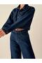 Women's Rinse Crop Denim Jacket Pocket Flap Buttoned Long Sleeve Shirt Collar
