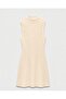 Women's Ribbed Knitwear Mini Dress Sleeveless Half Turtleneck - 4