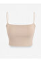Women's ribbed crop tank top with built-in bra support - 4