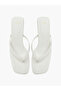 White Kitten Heel Thong Sandals - 5
