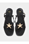 Black Starfish Embellished Flat Sandals - 5