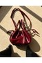Patent Leather Drawstring Shoulder and Hand Bag – Adjustable Strap Bag with Gold Ring Detail - 3