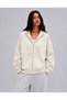 Women's Hooded Zippered Star Detailed Oversize Hoodie Cardigan - 3