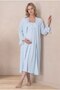 Women's Blue Flounce Sleeve Scallop Lace Maternity Nightgown Set - 6