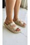 Home Outdoor Anatomical Sole Comfortable Double Buckle Women's Leather Slippers 4cm