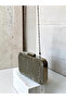 Anthracite Gray Platinum Striped Laser Patterned Women's Evening Dress Bag Wedding Engagement Graduation - 3