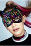 Colorful Sequined Party Mask on Black Velvet Fabric 16X14 cm Bx40 - 2
