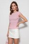 Women's Shoulder Tie Detailed Gathered Embroidered Fit Cut Knitwear Pink Blouse - 2