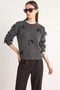 Women's Bowknot Knitwear Anthracite Sweater - 4