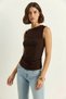 Women's Saran Acı Brown Blouse with Metal Accessories and Waist Draping Detail - 4