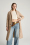 Women's Belted Shawl Collar Quilted Cream Coat - 2