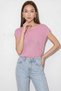 Women's Boat Neck Bat Sleeve Cotton Knitwear Pink Blouse - 4