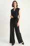 Women's Double Breasted Collar Belted High Waist Palazzo Black Trouser Suit - 6