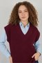 Women's V-Neck Knitwear Sweater Claret Red - 4