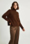 Women's Turtleneck Brown Sweater - 4
