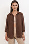 Women's Oversize Cut Linen Brown Shirt
