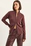 Women's Stand Collar Double Zipper Closure Knitwear Burgundy Cardigan - 6