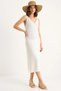 Women's V-Neck Strappy Summer Knitwear Ecru Dress - 2