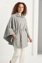 Women's Pocket Detailed Belted Cashmere Poncho Gray - 3