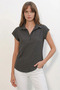Women's Polo Collar Anthracite Blouse - 5