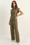 Women's Padded Belt Detailed Pocketed Vest with Elastic Waist Modal Khaki Set - 2