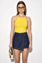Women's Halter Neck Wrap Basic Yellow Blouse