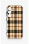 Samsung S25 Compatible Cream Plaid Patterned Silicone Case - 2
