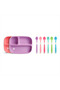3-Compartment Splash-Proof Plate Set Pink/Purple and Soft-Tipped 6-Piece Colorful Baby Spoons Set of 2