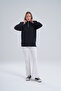 Black High Collar Zippered Oversize Sweatshirt - 3