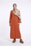 Trendy Stripe Detailed Raglan Sleeve Full Fit Cold Yarn Full Length Knitwear Dress-130 cm