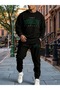 Unisex Brooklyn Printed Crew Neck Sweatshirt Set Oversize