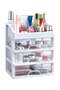 Makeup Organizer with 3 Drawers,Bathroom Vanity Countertop Storage Cosmetic Display Cases Makeup Storage Box for Skin Care, Eyeshadow, Brush, Lipstick, Powders, Nail Polish Great for Dresser, - 8