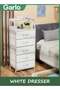 Garlo White Dresser with 5 Drawers, Vertical Storage Tower Fabric Dresser for Bedroom, Hallway, Entryway, Nursery, Closet Organizer, Nightstand Bedside Table Furniture, Sturdy Steel Frame, Wood Top - 3