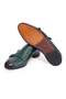 Green Color Laceless Genuine Leather Leather Sole Men's Shoes - 3