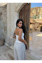 White Buttoned Neck Laced Crop Top - 2