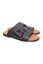 Black Color Genuine Leather Men's Slippers