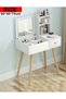 Deal Multifunction Modern Design One Drawer Vanity Makeup Glass Mirror Dressings Storage Table 60 x 40 x 75 cm - 5