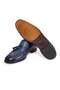 Dark Blue Color Laceless Genuine Leather Leather Sole Men's Shoes - 3