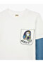 Cotton Long Fake Sleeves Crew Neck Printed T-Shirt - 4