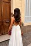 Thin strap lace detailed v-neck chiffon maxi evening dress 2065 - 3