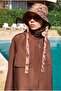 Windbreaker Detailed Long Swimming Suit Brown - 4