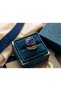 Bronze Women's Ring Authentic Copper Jewelry Navy Blue Crystal Stone Ivy Front Adjustable Vintage - 3